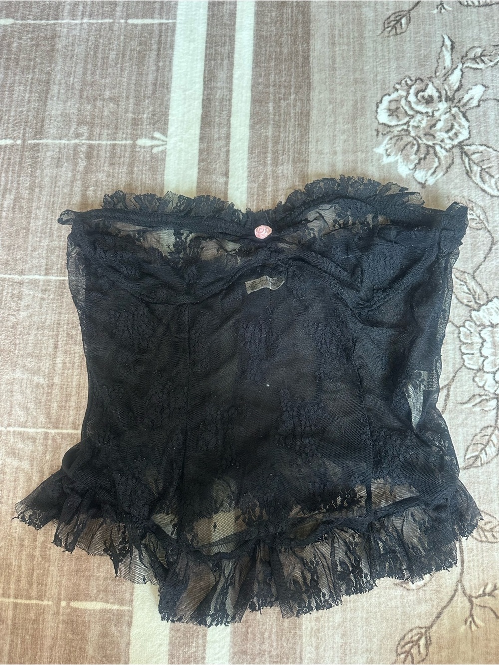 Free People Black Lace Bandeau Bustier